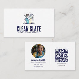 Tarjeta De Visita Servicio de Limpieza Personalizado para Hogares QR