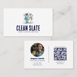 Tarjeta De Visita Servicio de Limpieza Personalizado para Hogares QR