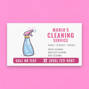 Tarjeta De Visita Servicio de limpieza Pink Maid House