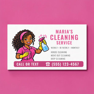 Tarjeta De Visita Servicio de limpieza Pink Maid House