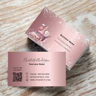 Tarjeta De Visita Servicio de limpieza polvoriento color rosa plata 