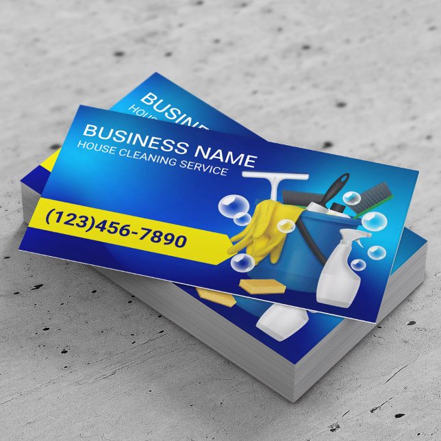 Tarjeta De Visita Servicio de Limpieza Profesional Azul de la Marina (Subido por el creador)