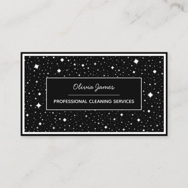 Tarjeta De Visita Servicio de limpieza profesional chispa negra (Anverso)