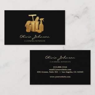 Tarjeta De Visita Servicio de limpieza profesional de casas negro or