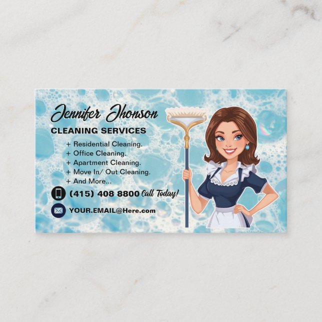 Tarjeta De Visita Servicio de limpieza profesional de conserje (Anverso)