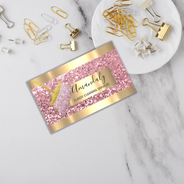 Tarjeta De Visita Servicio de Limpieza Profesional Mantenimiento de  (Professional Cleaning Service Maid House Keeping Business Card)