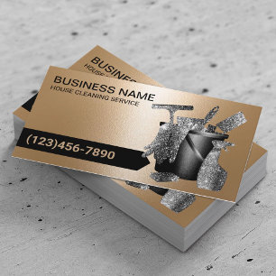 Tarjeta De Visita Servicio de limpieza profesional Moderno en negro 