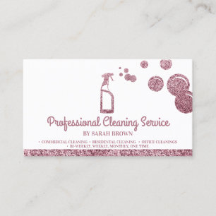 Tarjeta De Visita Servicio de limpieza profesional Pink Sparkle