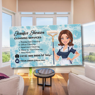 Tarjeta De Visita Servicio de limpieza profesional residencial azul