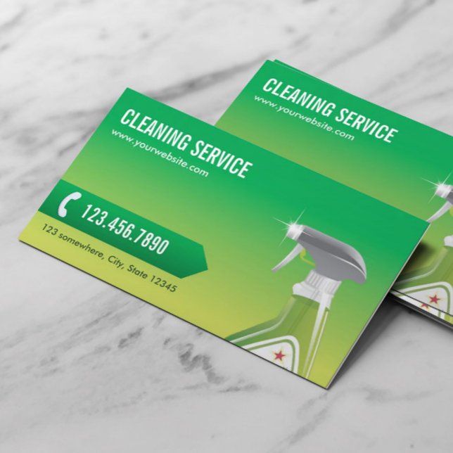 Tarjeta De Visita Servicio de limpieza Profesional Verde (Subido por el creador)