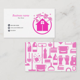 Tarjeta De Visita Servicio de limpieza residencial Pink Pro
