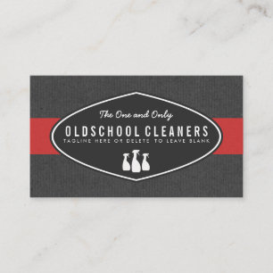 Tarjeta De Visita Servicio de limpieza retro gris y rojo