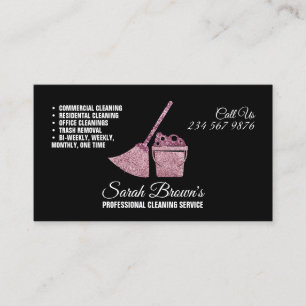 Tarjeta De Visita Servicio de limpieza rosa doncella de limpieza chi