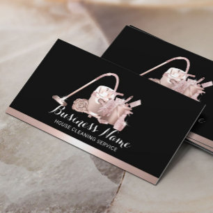 Tarjeta De Visita Servicio de Limpieza Rosa Dorado