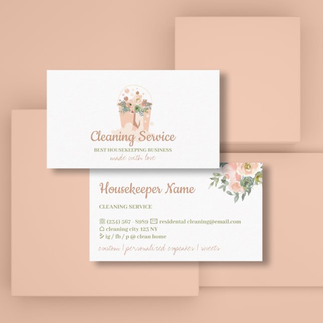 Tarjeta De Visita Servicio de limpieza rosada (Subido por el creador)