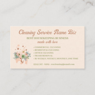 Tarjeta De Visita Servicio de limpieza Rubor Floral Janitorial
