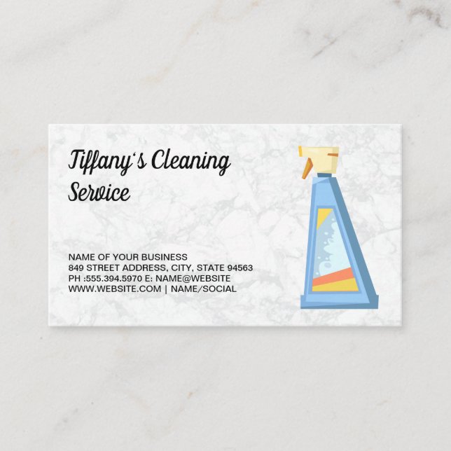 Tarjeta De Visita Servicio de limpieza | Spray de limpieza (Anverso)