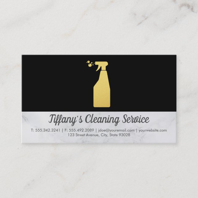 Tarjeta De Visita Servicio de limpieza | Spray de limpieza de doncel (Anverso)
