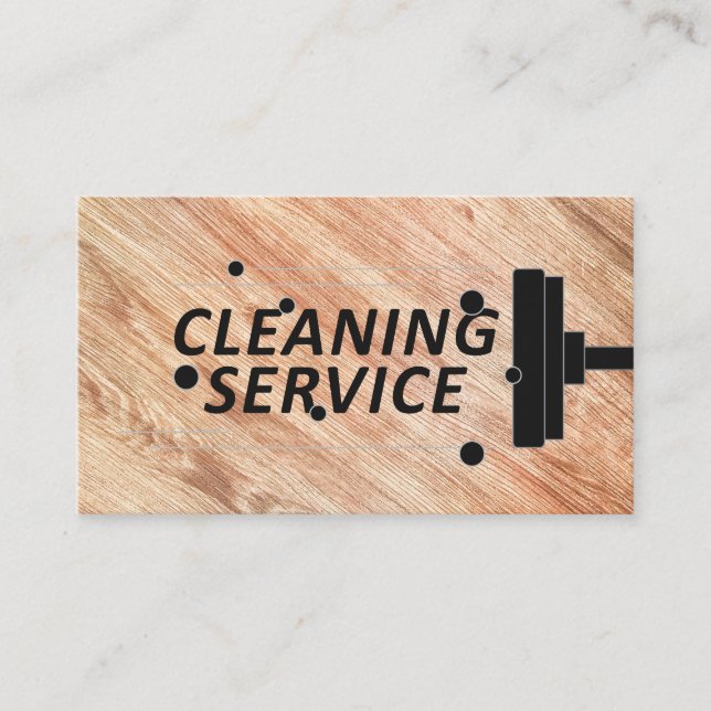 Tarjeta De Visita Servicio de limpieza | Suelo De Madera Mop (Anverso)