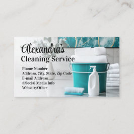 Tarjeta De Visita Servicio De Limpieza Turquesa Elegante