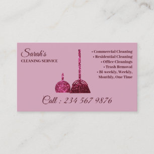 Tarjeta De Visita Servicio de limpieza y conserjería Pink Dark Brigh