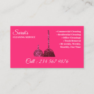 Tarjeta De Visita Servicio de Limpieza y Custodia Pink Cute Bright