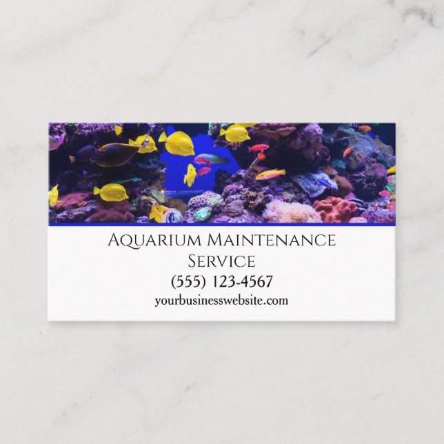 Tarjeta De Visita Servicio de mantenimiento de acuarios de peces pro (Anverso)
