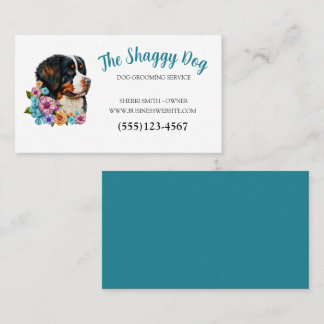 Tarjeta De Visita Servicio de Mascota floral de Cute Dog Grooming