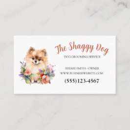 Tarjeta De Visita Servicio de Mascota floral de Cute Dog Grooming