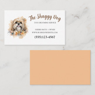 Tarjeta De Visita Servicio de Mascota floral de Cute Dog Grooming