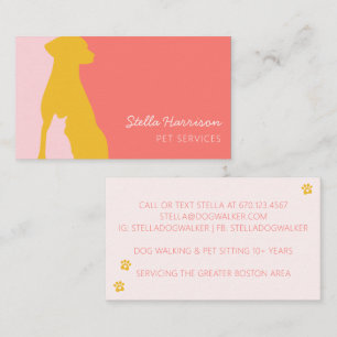 Tarjeta De Visita Servicio de mascotas para perros y gatos con silue