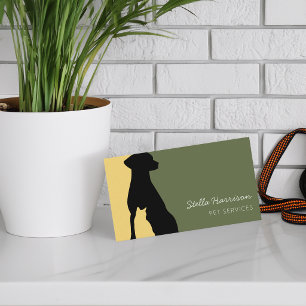 Tarjeta De Visita Servicio de mascotas para perros y gatos con silue