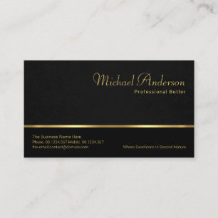 Tarjeta De Visita Servicio de mayordomo profesional de línea de oro