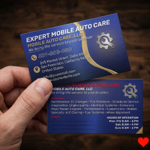 Tarjeta De Visita Servicio de mecánica personalizado   Reparación de