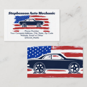 Tarjeta De Visita Servicio de mecánico automotriz de bandera estadou