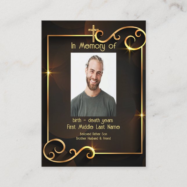 Tarjeta De Visita Servicio de memorias invitan al oro negro moderno  (Anverso)