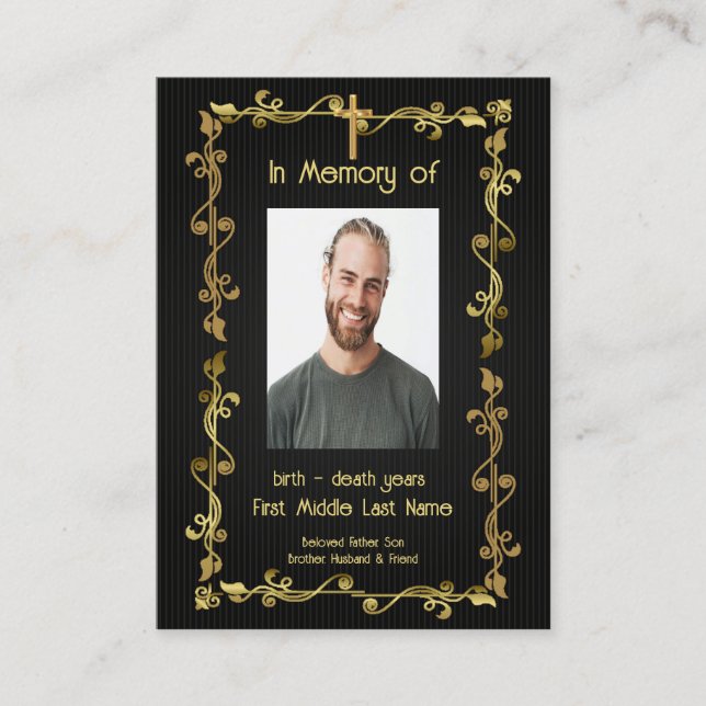 Tarjeta De Visita Servicio de memorias invitan al oro negro moderno  (Anverso)