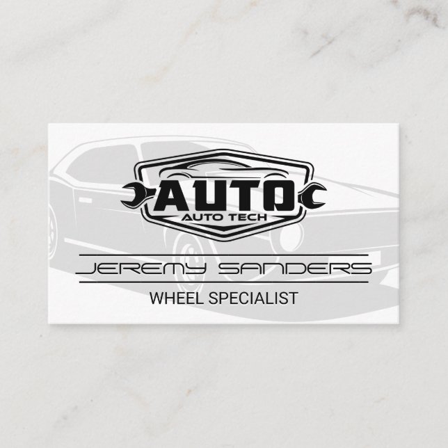 Tarjeta De Visita Servicio de Neumáticos y Ruedas | Auto Tech (Anverso)