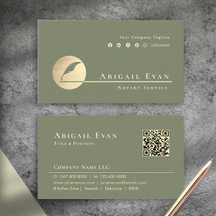 Tarjeta De Visita Servicio de Notaría con Logotipo de Pluma Dorada V