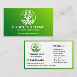 Tarjeta De Visita Servicio de paisajismo ecológico Green Gradient