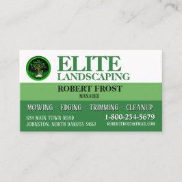 Tarjeta De Visita Servicio de Paisajismo Tonos de Verde