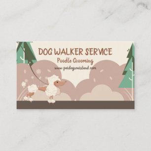 Tarjeta De Visita Servicio de paseo de perros Collar de Caniche
