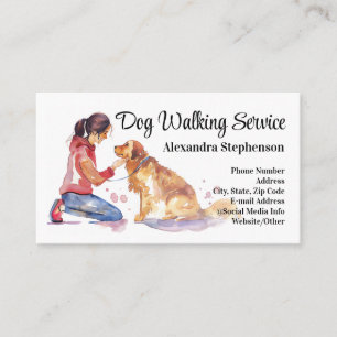 Tarjeta De Visita Servicio de Paseo de Perros Cuidados para Mascotas