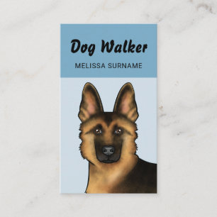 Tarjeta De Visita Servicio de paseo de perros Pastor Alemán Azul