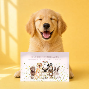 Tarjeta De Visita Servicio de paseo de perros Pink Pack acuarela cac