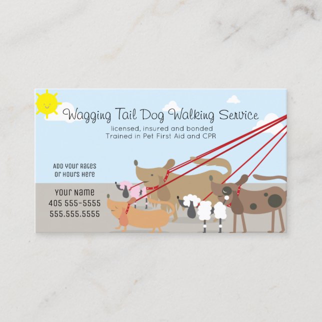 Tarjeta De Visita Servicio de paseo de perros profesional (Anverso)