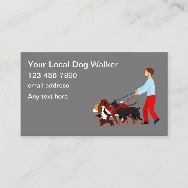 Tarjeta De Visita Servicio de Paseo Sencillo para Perros Moderno  (Anverso)
