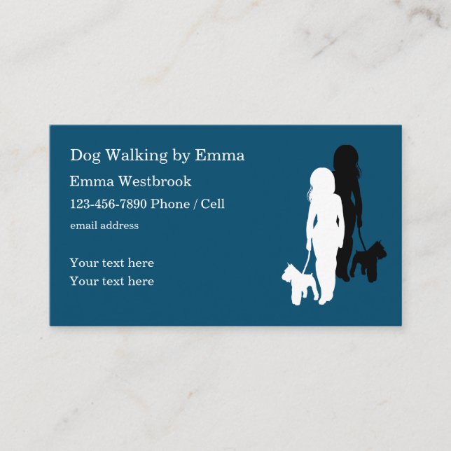 Tarjeta De Visita Servicio de paseos de perro simple moderno (Anverso)