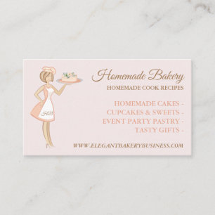 Tarjeta De Visita Servicio de Pastelería Mujer Panadería Rosa Modern