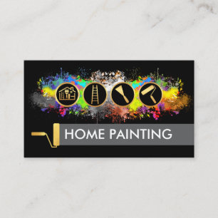 Tarjeta De Visita Servicio de Pintor con Salpicaduras de Pintura Bri